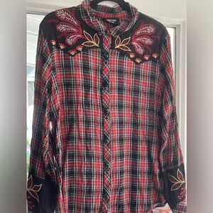 Johnny Was Puff Sleeve Western Shirt